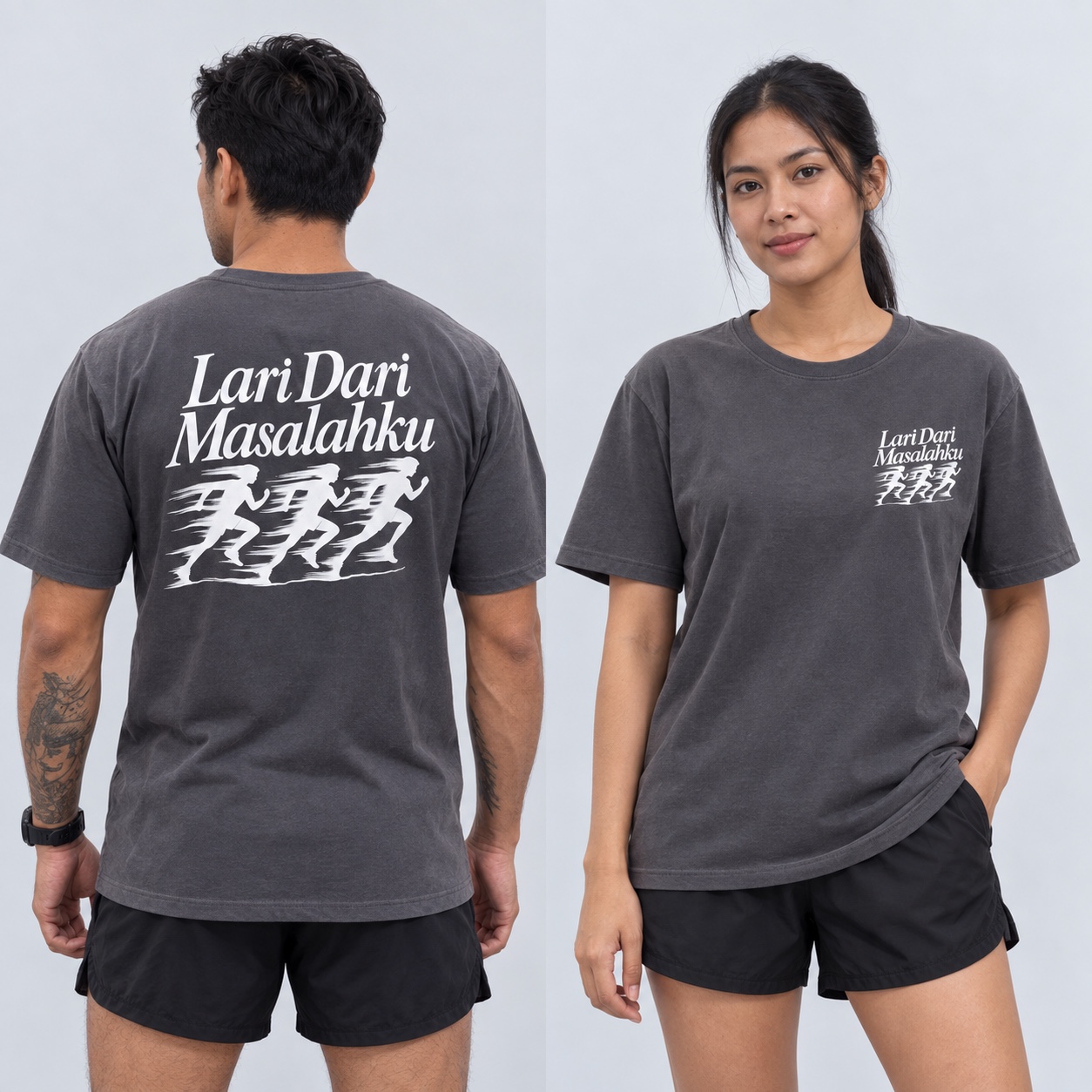 Lari Dari Masalahku Gray — Male model · Back