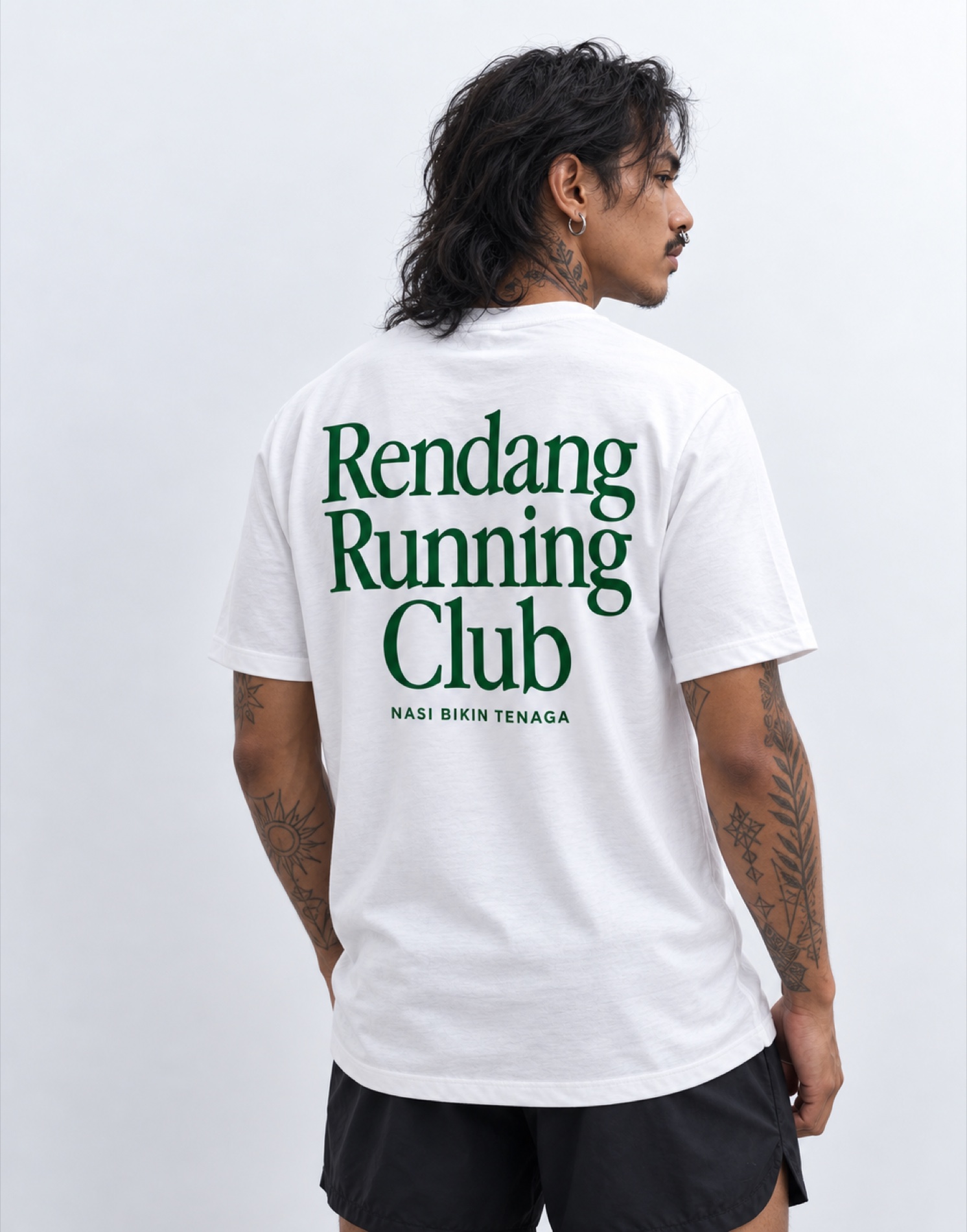 Rendang Running Club White — Male model · Back