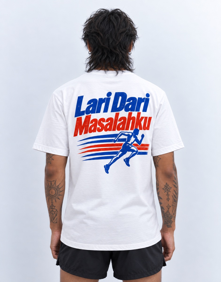 Lari Dari Masalahku White — Male model · Back
